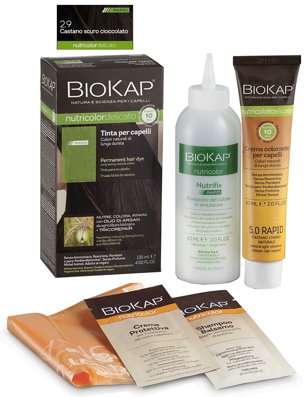 BIOS LINE  BIOKAP NUTRICOLOR DELICATO RAPID TINTA 2,9 CASTANO SCURO CIOCCOLATO 135 ML - Farmastop