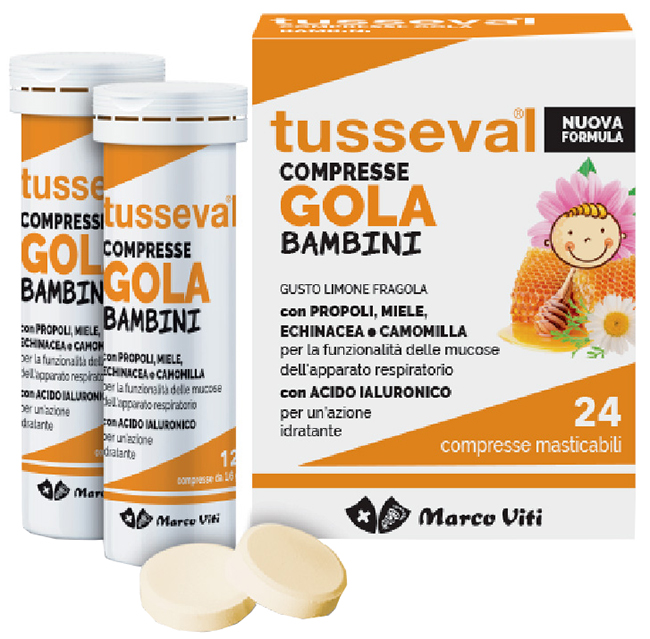 TUSSEVAL GOLA BAMBINI 24 COMPRESSE - Farmastop