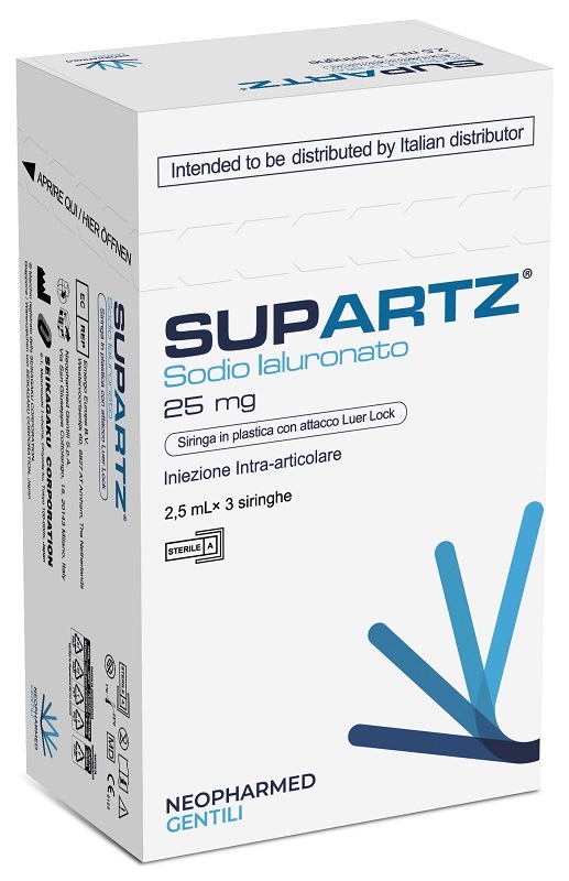 SIRINGA PRERIEMPITA INTRA-ARTICOLARE SUPARTZ ACIDO IALURONICO 25 MG 2,5 ML 3 PEZZI - Farmastop