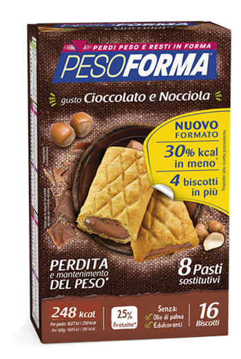 PESOFORMA BISCOTTO CIOCCOLATO NOCCIOLA 16 PEZZI 33 G - Farmastop