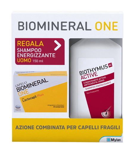 BIOMINERAL ONE LACTOCAPIL 30 COMPRESSE + BIOTHYMUS SHAMPOO UOMO ENERGIZZANTE 150 ML - Farmastop
