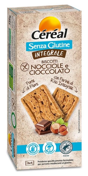 CEREAL SENZA GLUTINE INTEGRALE BISCOTTI NOCCIOLE E CIOCCOLATO 150 G - Farmastop