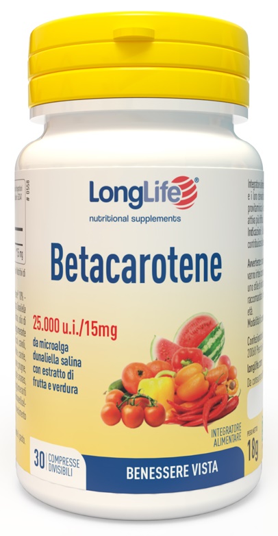 LONGLIFE BETACAROTENE 25000 UI 30 COMPRESSE - Farmastop
