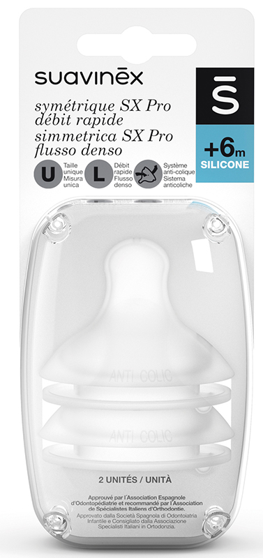 SUAVINEX SX PRO TETTARELLA IN SILICONE FISIOLOGICA PER BIBERON L 2 PEZZI - Farmastop