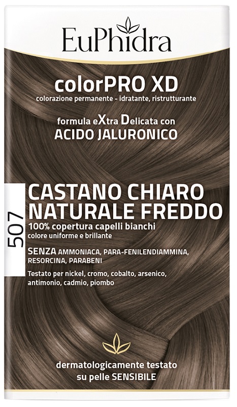 EUPHIDRA COLORPRO XD 507 CASTANO CHIARO NATURALE F COLORE + ATTIVANTE + BALSAMO + CUFFIA + GUANTI - Farmastop