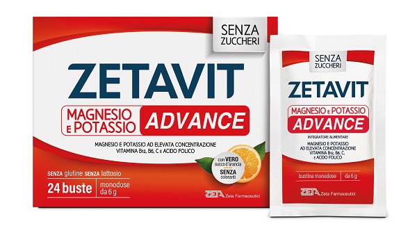ZETAVIT MAGNESIO POTASSIO ADVANCE BUSTINE 24 BUSTE MONODOSE DA 6 G SENZA ZUCCHERI CON EDULCORANTI SENZA GLUTINE SENZA LATTOSIO - Farmastop