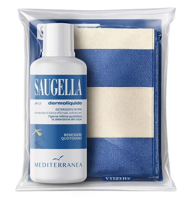 SAUGELLA MEDITERRANEA BUNDLE DERMOLIQUIDO 500 ML + GADGET POCHETTE - Farmastop
