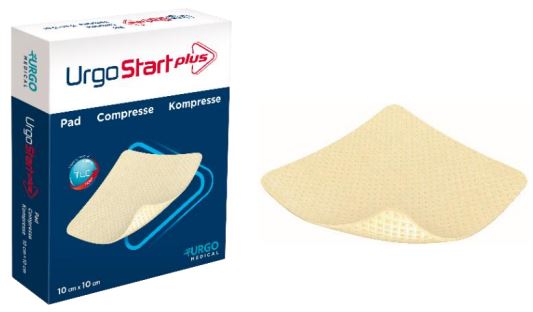 MEDICAZIONE IDRO-DETERGENTE FIBRE POLIASSORBENTI GELIFICANTI URGOSTART PLUS PAD 10X10 CM 10 PEZZI - Farmastop
