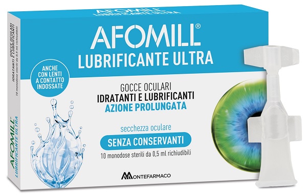 AFOMILL LUBRIFICANTE ULTRA GOCCE OCULARI 10 FLACONCINI 0,5 ML - Farmastop