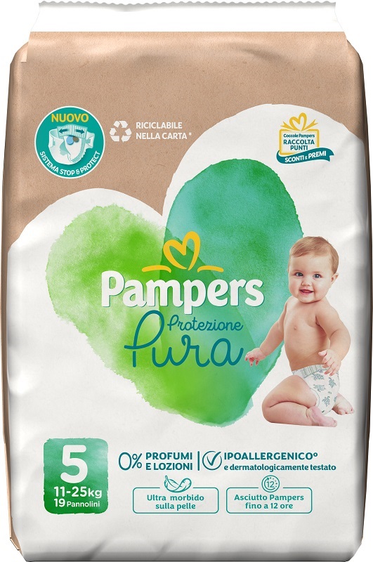 PAMPERS PROTEZIONE PURA JUNIOR PANNOLINI 19 PEZZI - Farmastop
