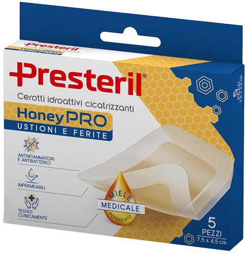 CEROTTO IDROATTIVO CICATRIZZANTE PRESTERIL HONEYPRO 5X7 CM 5 PEZZI - Farmastop