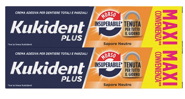 KUKIDENT BIPACCO MORSO INSUPERABILE CREMA ADESIVA DENTIERE 57 G X 2 - Farmastop