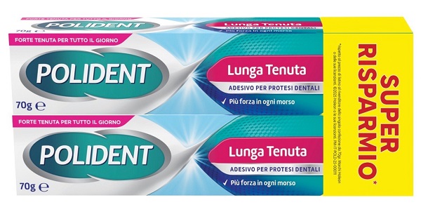 ADESIVO PROTESI DENTALI POLIDENT LUNGA TENUTA 2 TUBETTI X 70 G - Farmastop