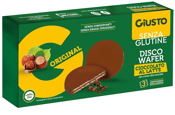 GIUSTO SENZA GLUTINE DISCO WAFER CIOCCOLATO AL LATTE 3 X 24 G - Farmastop