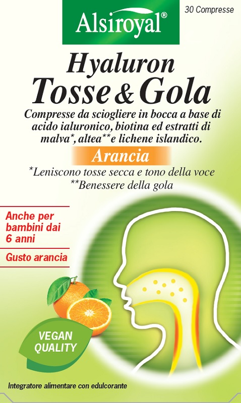 HYALURON TOSSE & GOLA ARANCIA 30 COMPRESSE MASTICABILI - Farmastop