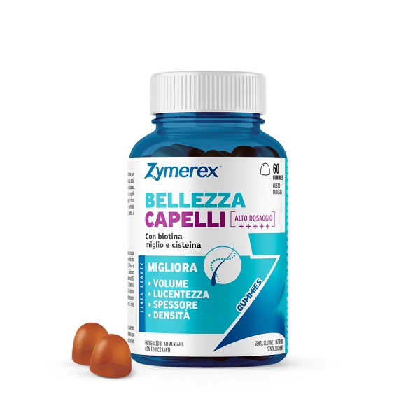ZYMEREX BELLEZZA CAPELLI 60 GUMMIES GUSTO CILIEGIA CON EDULCORANTI SENZA ZUCCHERI SENZA GLUTINE SENZA LATTOSIO - Farmastop