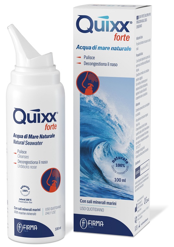 SOLUZIONE SPRAY PER IRRIGAZIONI NASALI QUIXX FORTE ACQUA MARINA IPERTONICA 100 ML - Farmastop
