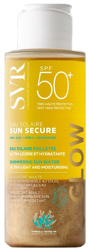 SUN SECURE EAU SOLAIRE GLOW SPF50+ ACQUA SOLARE BRILLANTINI ULTRA LEGGERA E IDRATANTE 100 ML - Farmastop