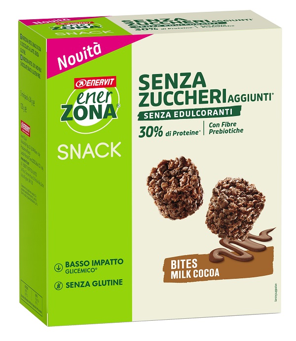 ENERZONA BITES MILK COCOA SENZA ZUCCHERI AGGIUNTI 24 G 5 PEZZI - Farmastop