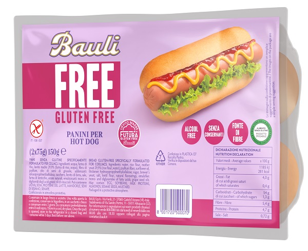 BAULI FREE PANINI HOT DOG 2 PEZZI DA 75 G - Farmastop