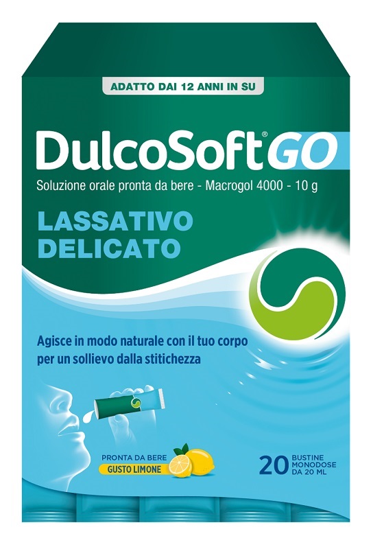 DULCOSOFT GO SENZA ZUCCHERO SENZA GLUTINE SENZA LATTOSIO GUSTO LIMONE 20 BUSTINE DA 20 ML - Farmastop