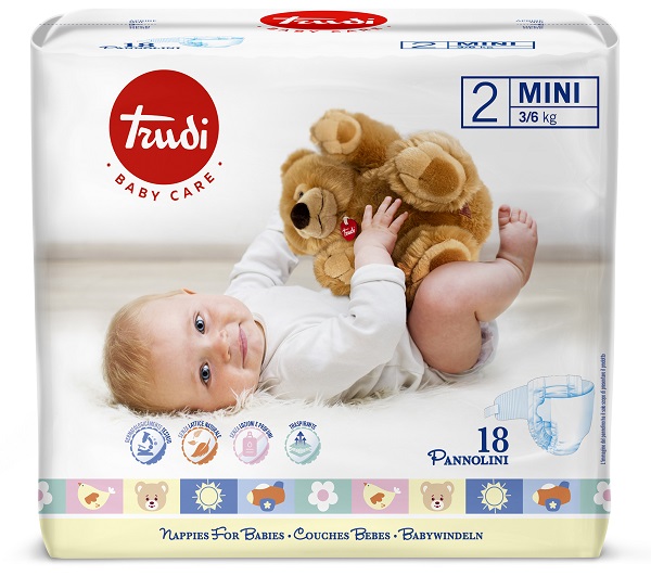 TRUDI BABY CARE PANNOLINO PER BAMBINI MINI 3/6KG 18 PEZZI - Farmastop