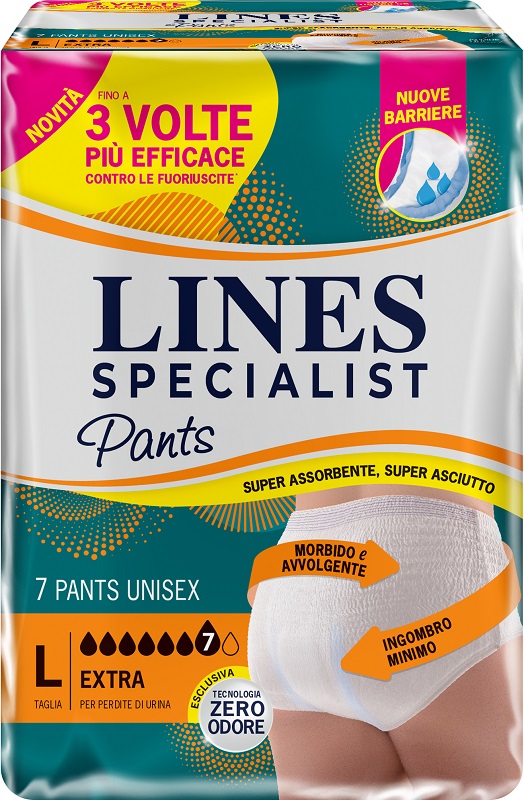 PANNOLONE PER INCONTINENZA LINES SPECIALIST PANTS EXTRA UNISEX L 7 PEZZI - Farmastop
