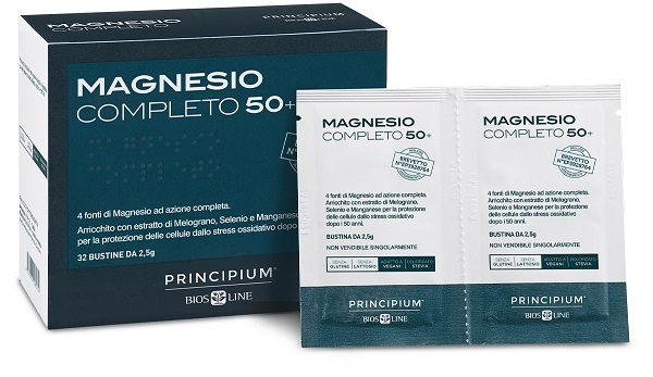 PRINCIPIUM MAGNESIO COMPLETO BREVETTATO 50+ 32 BUSTINE DA 2,5 G - Farmastop