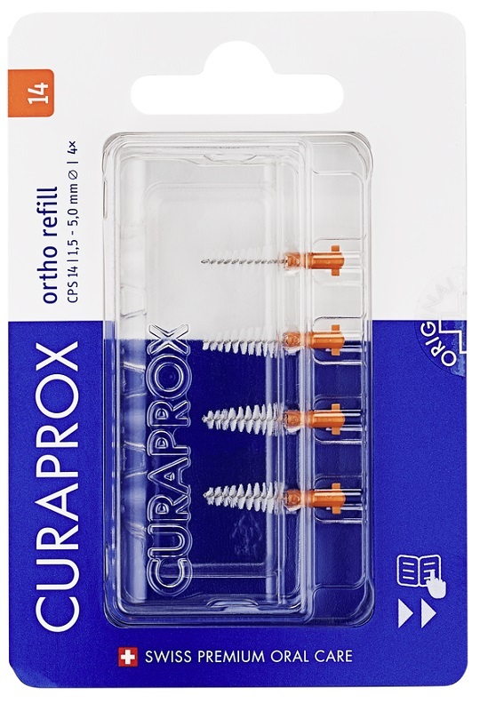 CURAPROX CPS 14 ORTHO REFILL ARANCIONI 4 SCOVOLINI - Farmastop