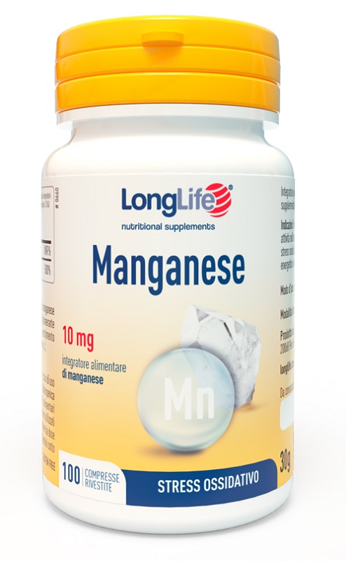LONGLIFE MANGANESE 10 MG 100 COMPRESSE RIVESTITE SENZA GLUTINE - Farmastop