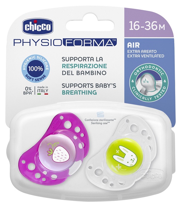 CHICCO SUCCHIETTO AIR GIRL IN SILICONE 16-36 MESI 2 PEZZI - Farmastop