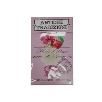 ANTICHE TRADIZIONI CARAMELLE SENZA ZUCCHERO FIORI D'IBISCO ESUCCO ACEROLA - Farmastop