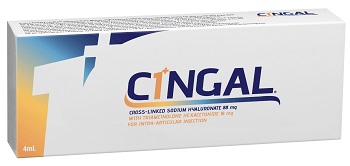 SIRINGA PRERIEMPITA INTRA ARTICOLARE CINGAL 4 ML 22MG/ML ACIDO RETICOLATO CON 4,5 MG/ML TRIAMCINOLONE ESACETONIDE - Farmastop