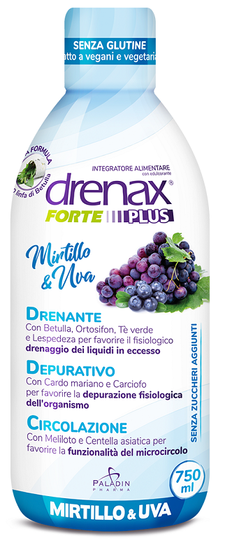 DRENAX FORTE PLUS ORIGINALE CON MIRTILLO E UVA 750 ML - Farmastop