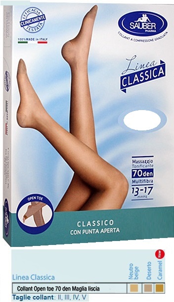 SAUBER COLLANT OPEN TOE MAGLIA LISCIA 70 DEN COLORE NEUTRO BEIGE TAGLIA 4 LINEA CLASSICA - Farmastop