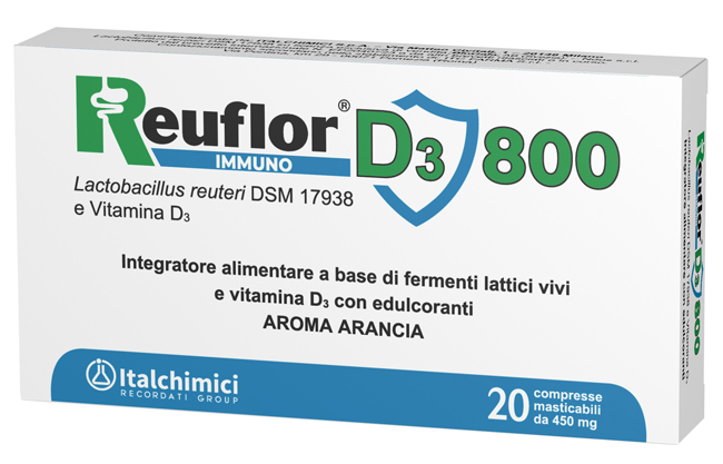 REUFLOR D3 800 20 COMPRESSE MASTICABILI AROMA ARANCIA - Farmastop
