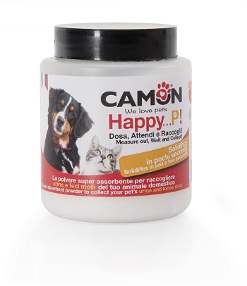 HAPPY P POLVERE ASSORBENTE RACCOLTA URINE E FECI MOLLI CANI E GATTI 100 G - Farmastop