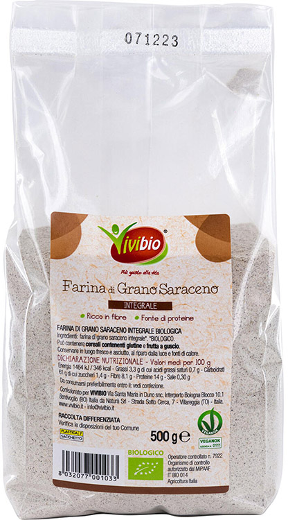 FARINA INTEGRALE DI GRANO SARACENO VIVIBIO 500 G - Farmastop
