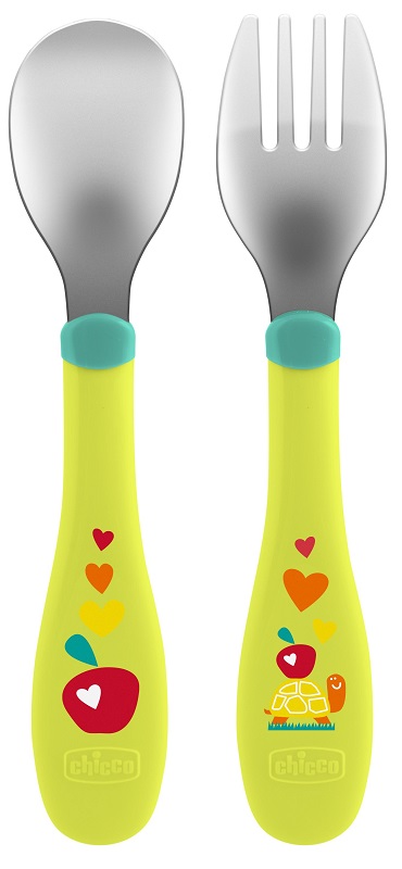 CHICCO POSATE INOX 18M+ VERDE - Farmastop