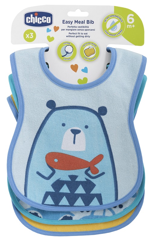 CHICCO BAVAGLINO PAPPA 6M 3 PEZZI BOY - Farmastop