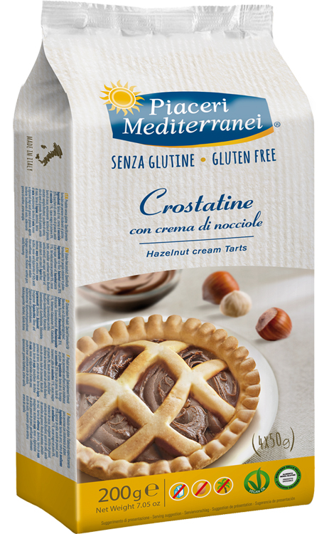 PIACERI MEDITERRANEI CROSTATINA CON CREMA DI NOCCIOLA 4 X 50 G - Farmastop