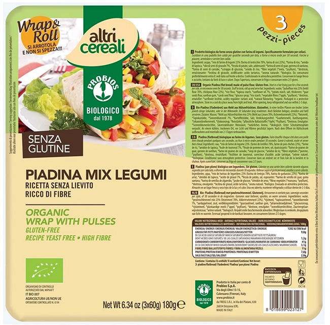 ALTRICEREALI PIADINA MIX LEGUMI 3 X 60 G - Farmastop