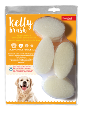 KELLY BRUSH SPUGNETTA ABRASIVA PER CANI DI TAGLIA GRANDE 16 PEZZI - Farmastop