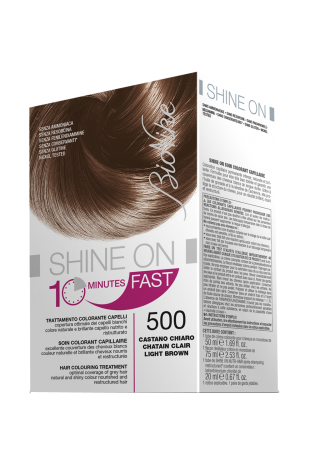 BIONIKE SHINE ON FAST TRATTAMENTO COLORANTE CAPELLI CASTANO CHIARO 500 FLACONE 60 ML + TUBO 60 ML - Farmastop