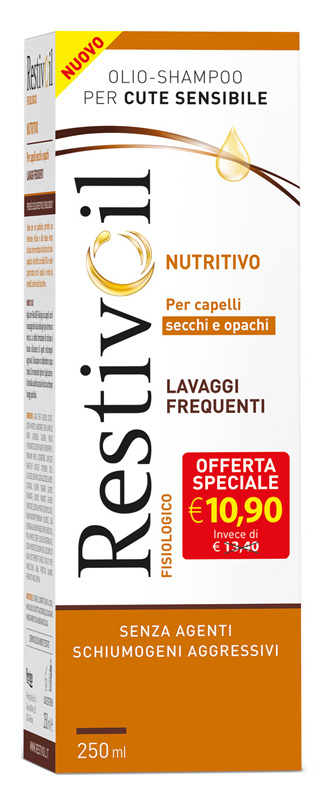 RESTIVOIL NUTRITIVO PER CAPELLI SECCHI E OPACHI LAVAGGI FREQUENTI OFFERTA SPECIALE 250 ML - Farmastop