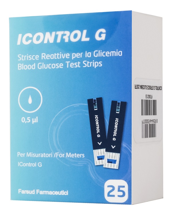 STRISCE MISURAZIONE GLICEMIA ICONTROL G 25 PEZZI - Farmastop