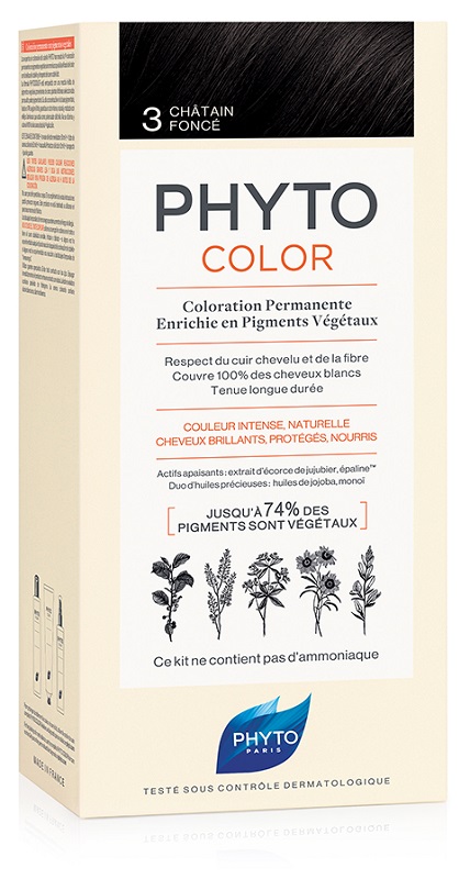 PHYTOCOLOR 3 CASTANO SCURO 1 LATTE + 1 CREMA + 1 MASCHERA + 1 PAIO DI GUANTI - Farmastop