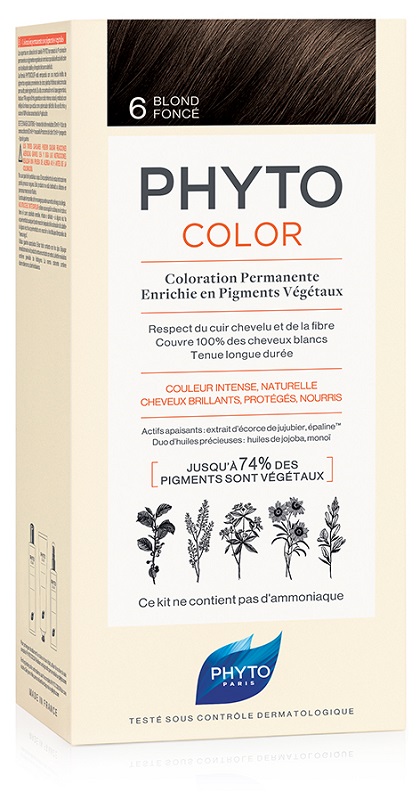 PHYTOCOLOR 6 BIONDO SCURO 1 LATTE+ 1 CREMA + 1 MASCHERA + 1 PAIO DI GUANTI - Farmastop
