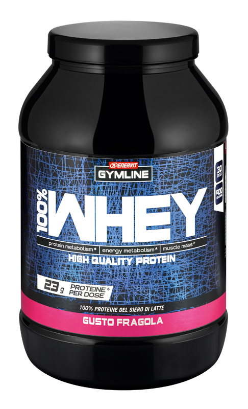 GYMLINE 100% WHEY CONCENTRATE FRAGOLA 900 G - Farmastop