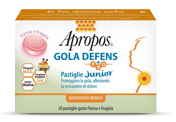 APROPOS GOLA DEFENS PRO 20 PASTIGLIE JUNIOR PANNA FRAGOLA - Farmastop